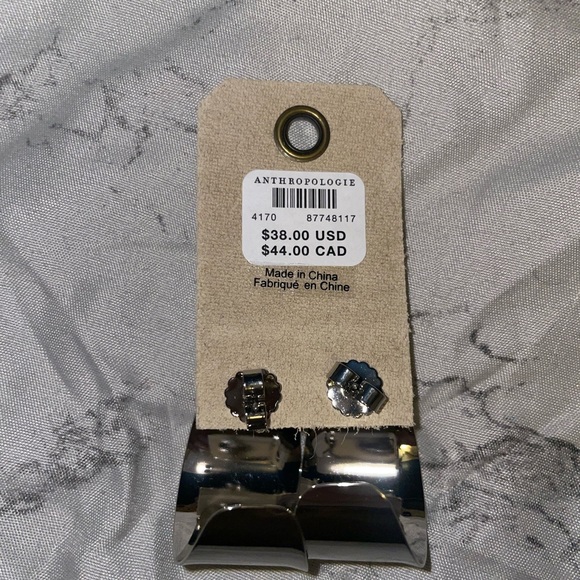 Anthropologie New Silver Ultra Wide Huggie Hoop Earrings - Picture 3 of 3